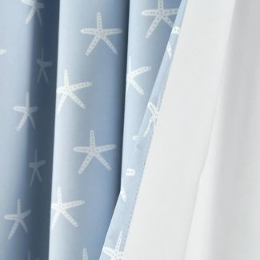 84"x52" Seaside Starfish Blackout Window Curtain Panel Blue - Lush Décor - NEW - Picture 2 of 4